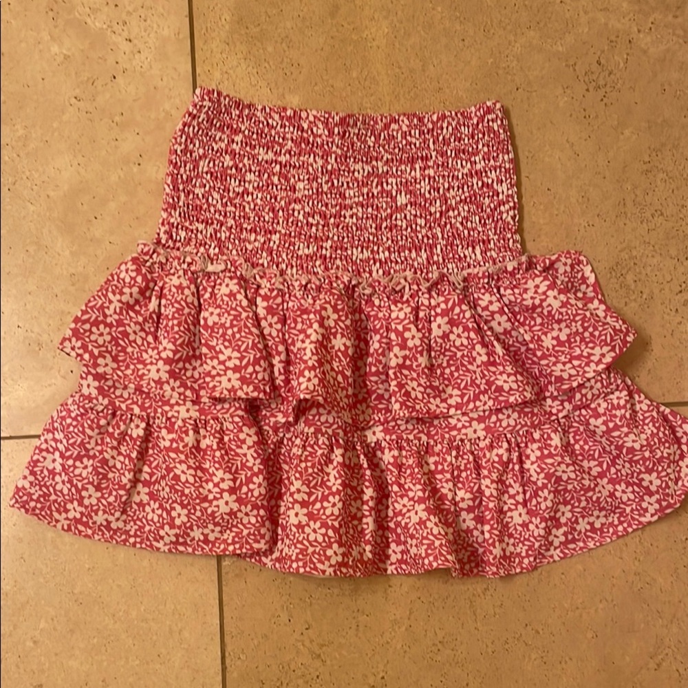 Floral Pink Ruffle Skirt